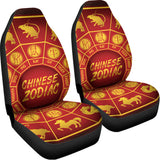 Red And Yellow Chinese Zodiac Print Universal Fit Car Seat Covers 102422