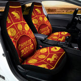 Red And Yellow Chinese Zodiac Print Universal Fit Car Seat Covers 102422