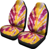 Red And Yellow Spider Tie Dye Print Universal Fit Car Seat Covers 102422