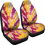 Red And Yellow Spider Tie Dye Print Universal Fit Car Seat Covers 102422