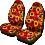 Red Autumn Sunflower Pattern Print Universal Fit Car Seat Covers 102422