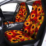 Red Autumn Sunflower Pattern Print Universal Fit Car Seat Covers 102422
