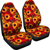 Red Autumn Sunflower Pattern Print Universal Fit Car Seat Covers 102422