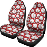 Red Baseball Pattern Print Universal Fit Car Seat Covers 102422