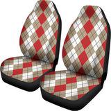 Red Beige And White Argyle Pattern Print Universal Fit Car Seat Covers 102422