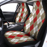 Red Beige And White Argyle Pattern Print Universal Fit Car Seat Covers 102422