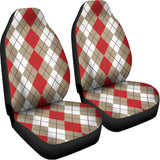 Red Beige And White Argyle Pattern Print Universal Fit Car Seat Covers 102422