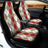 Red Beige And White Argyle Pattern Print Universal Fit Car Seat Covers 102422