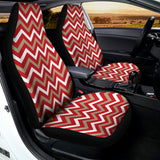Red Beige And White Chevron Print Universal Fit Car Seat Covers 102422