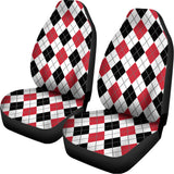 Red Black And White Argyle Pattern Print Universal Fit Car Seat Covers 102422