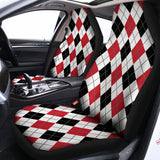 Red Black And White Argyle Pattern Print Universal Fit Car Seat Covers 102422