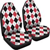 Red Black And White Argyle Pattern Print Universal Fit Car Seat Covers 102422