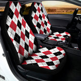 Red Black And White Argyle Pattern Print Universal Fit Car Seat Covers 102422