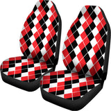 Red Black And White Argyle Print Universal Fit Car Seat Covers 102422
