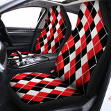 Red Black And White Argyle Print Universal Fit Car Seat Covers 102422