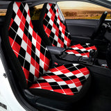 Red Black And White Argyle Print Universal Fit Car Seat Covers 102422