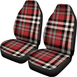 Red Black And White Border Tartan Print Universal Fit Car Seat Covers 102422