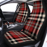 Red Black And White Border Tartan Print Universal Fit Car Seat Covers 102422
