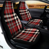 Red Black And White Border Tartan Print Universal Fit Car Seat Covers 102422