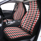 Red Black And White Houndstooth Print Universal Fit Car Seat Covers 102422