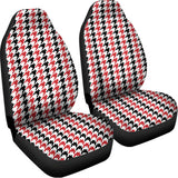 Red Black And White Houndstooth Print Universal Fit Car Seat Covers 102422