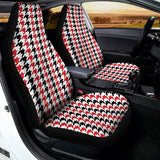 Red Black And White Houndstooth Print Universal Fit Car Seat Covers 102422