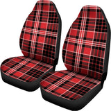 Red Black And White Scottish Plaid Print Universal Fit Car Seat Covers 102422