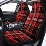 Red Black And White Scottish Plaid Print Universal Fit Car Seat Covers 102422