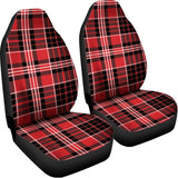 Red Black And White Scottish Plaid Print Universal Fit Car Seat Covers 102422