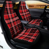 Red Black And White Scottish Plaid Print Universal Fit Car Seat Covers 102422