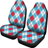 Red Blue And White Argyle Pattern Print Universal Fit Car Seat Covers 102422