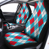 Red Blue And White Argyle Pattern Print Universal Fit Car Seat Covers 102422