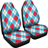 Red Blue And White Argyle Pattern Print Universal Fit Car Seat Covers 102422