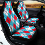 Red Blue And White Argyle Pattern Print Universal Fit Car Seat Covers 102422