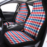 Red Blue And White Houndstooth Print Universal Fit Car Seat Covers 102422