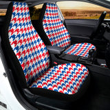 Red Blue And White Houndstooth Print Universal Fit Car Seat Covers 102422