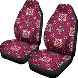 Red Boho Flower Pattern Print Universal Fit Car Seat Covers 102422
