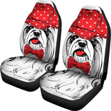 Red Cap Yorkshire Terrier Print Universal Fit Car Seat Covers 102422