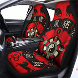 Red Chinese Zodiac Wheel Print Universal Fit Car Seat Covers 102422