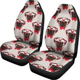 Red Glasses Pug Pattern Print Universal Fit Car Seat Covers 102422