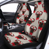 Red Glasses Pug Pattern Print Universal Fit Car Seat Covers 102422