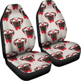 Red Glasses Pug Pattern Print Universal Fit Car Seat Covers 102422