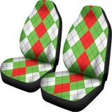 Red Green And White Argyle Pattern Print Universal Fit Car Seat Covers 102422