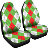 Red Green And White Argyle Pattern Print Universal Fit Car Seat Covers 102422