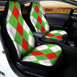 Red Green And White Argyle Pattern Print Universal Fit Car Seat Covers 102422