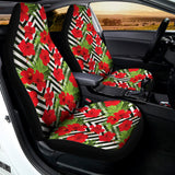 Red Hibiscus Chevron Pattern Print Universal Fit Car Seat Covers 102422