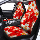 Red Hibiscus Plumeria Pattern Print Universal Fit Car Seat Covers 102422