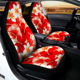 Red Hibiscus Plumeria Pattern Print Universal Fit Car Seat Covers 102422