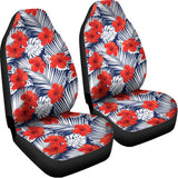 Red Hibiscus Tropical Pattern Print Universal Fit Car Seat Covers 102422