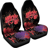 Red Japanese Amaryllis Pattern Print Universal Fit Car Seat Covers 102422